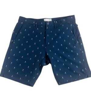 Tee Time Golf Shorts Mens 32 Navy Blue Crossed Clubs Print Performance Stretch